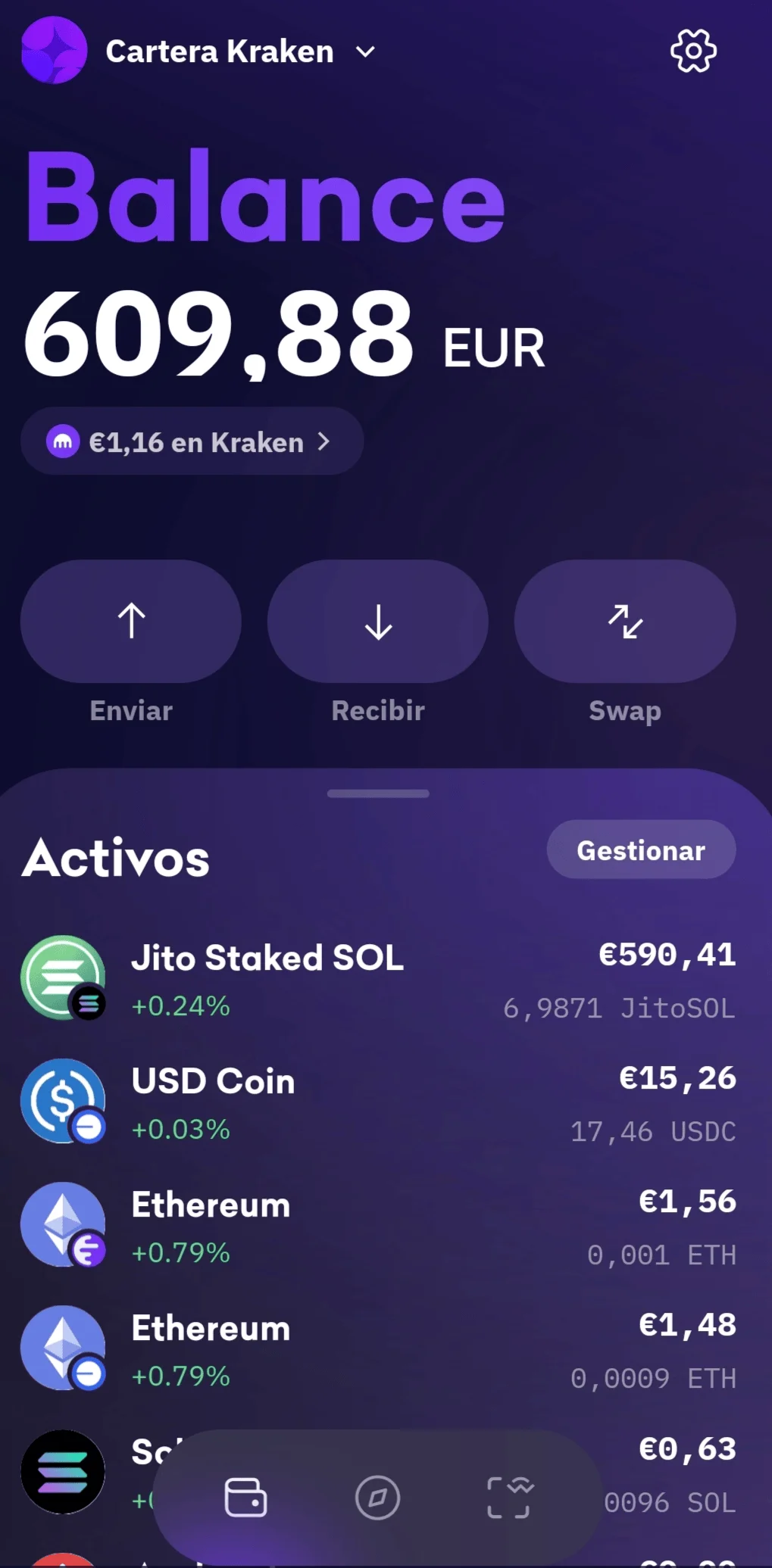 Gestión de Staking en Kraken Wallet